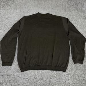 St. Croix Sweater Mens XL Brown Cotton Microfiber Crewneck Knit Pullover USA